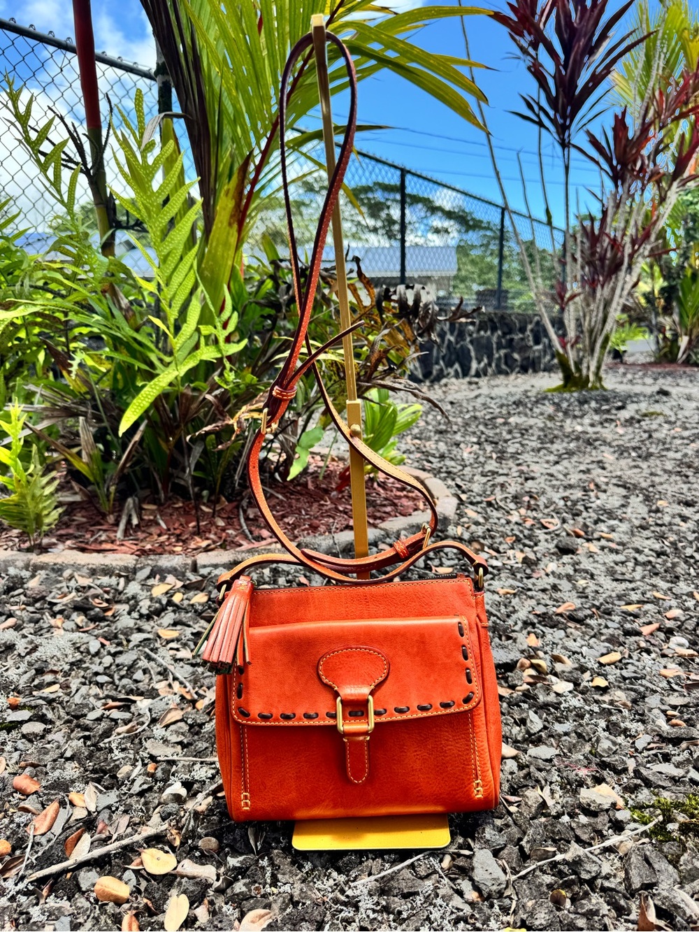 Dooney & Bourke Florentine Allison Crossbody Bag Burnt Orange Leather